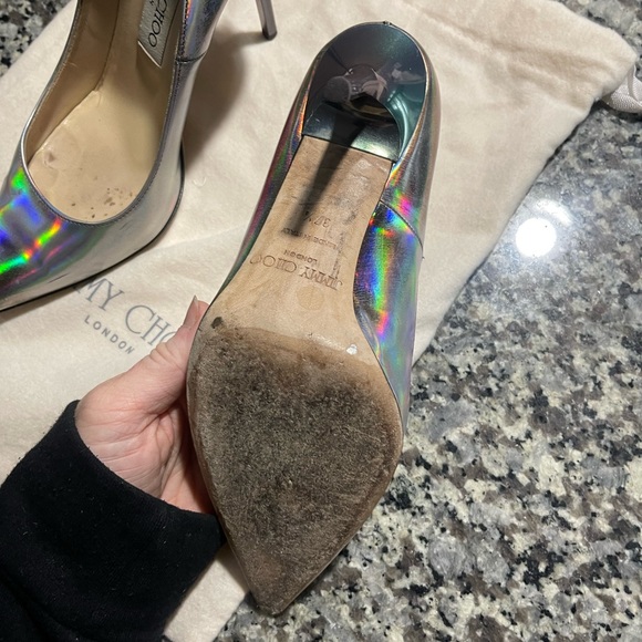 Jimmy Choo Abel 37.5 Disco Mirror Hologram Heels - Picture 8 of 8